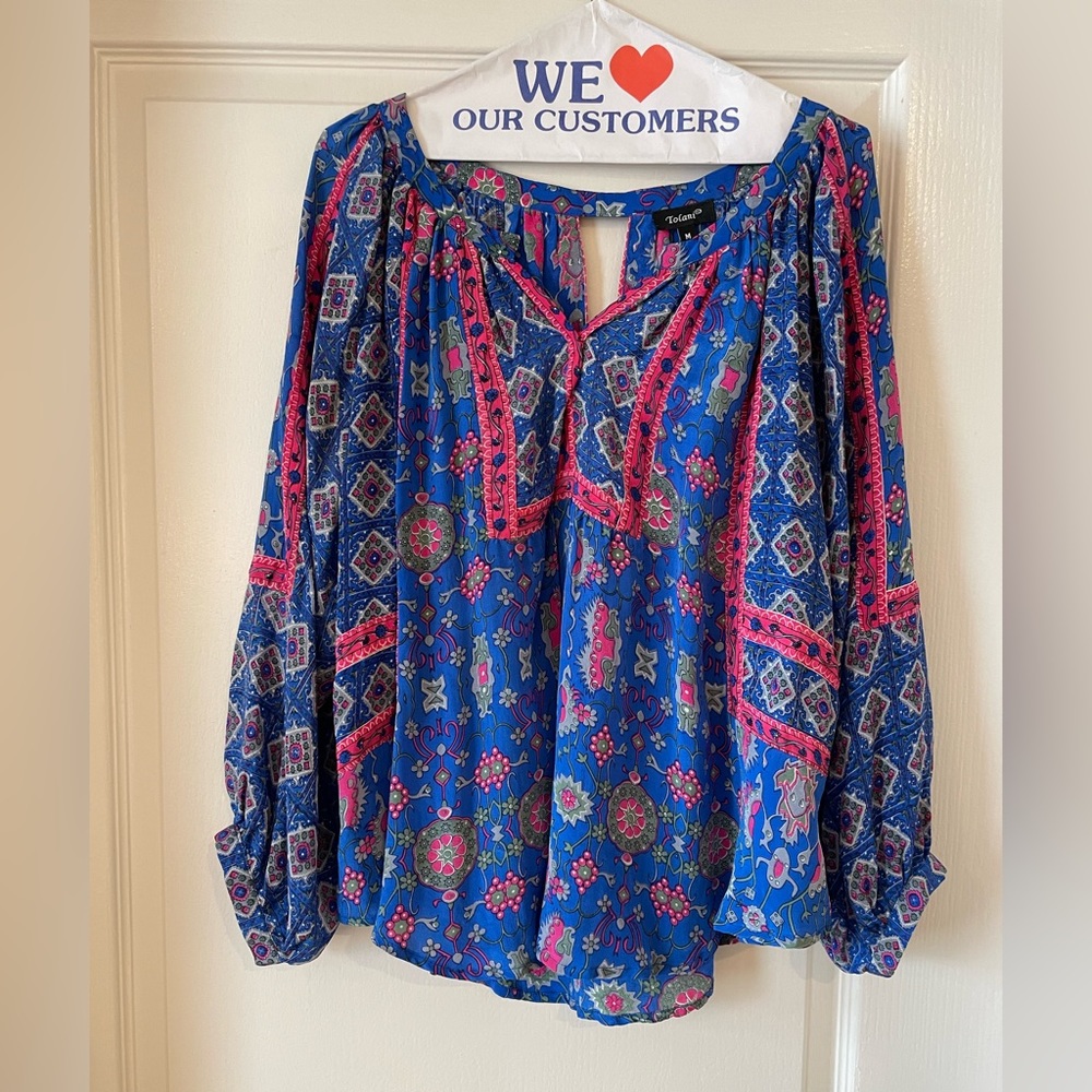 Anthropologie patterned flowy blouse by Tolani